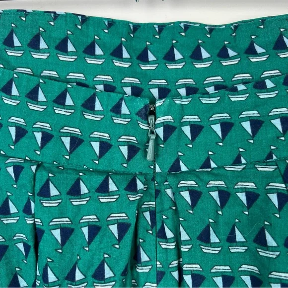 Emily and Fin Skirt Boat Nautical Green High Waist Pleated Pockets Retro Size L - Picture 11 of 13